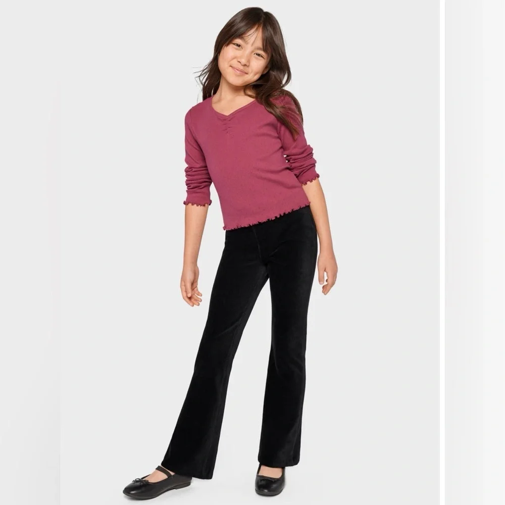 The Children's Place Black Stretch Faux corduroy flare pants